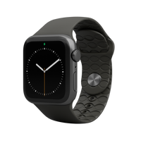 Apple Watch Band Solid Black with gray hardware viewed front on