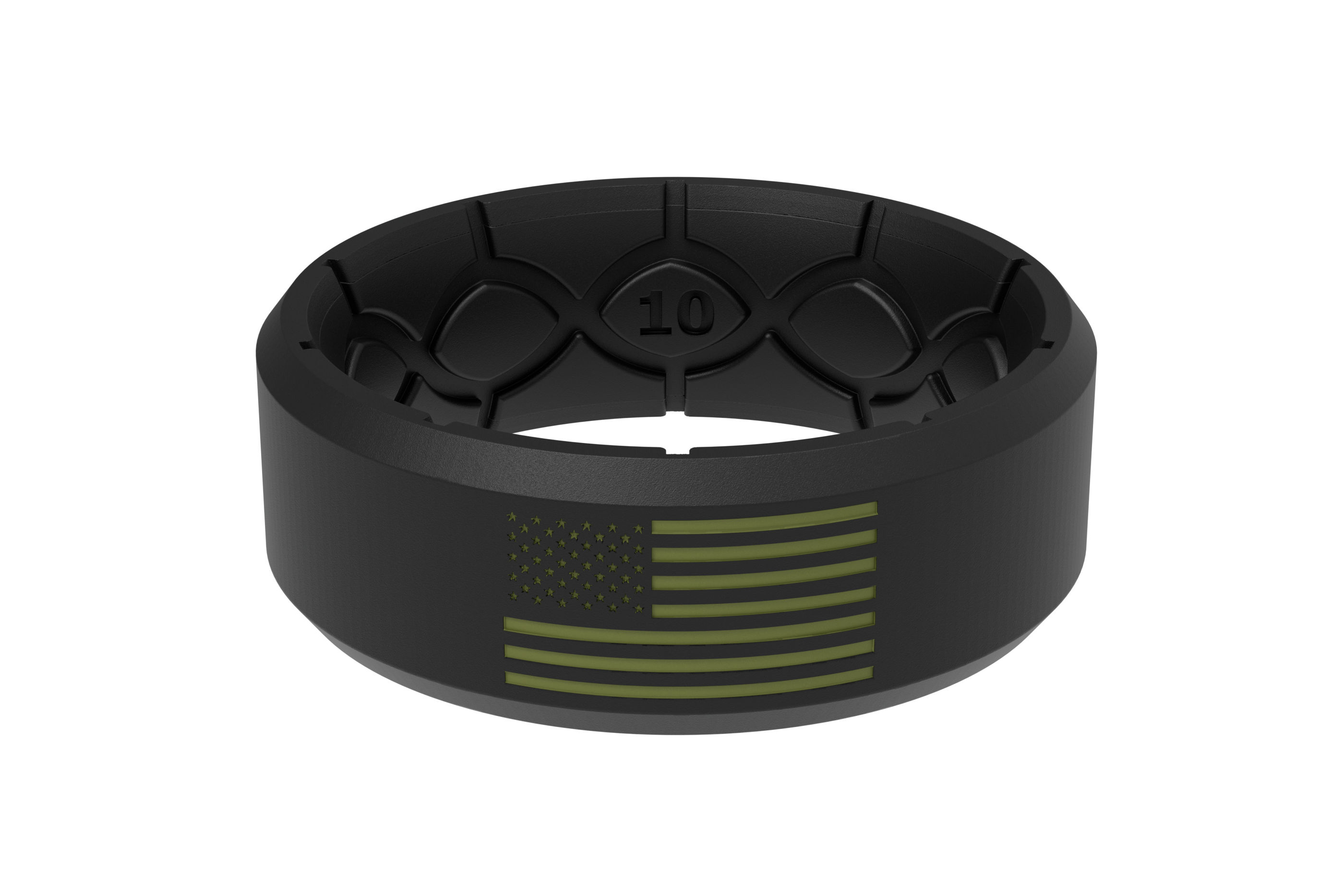 Groove Life Edge Hero Black & Olive American Flag Ring View 1