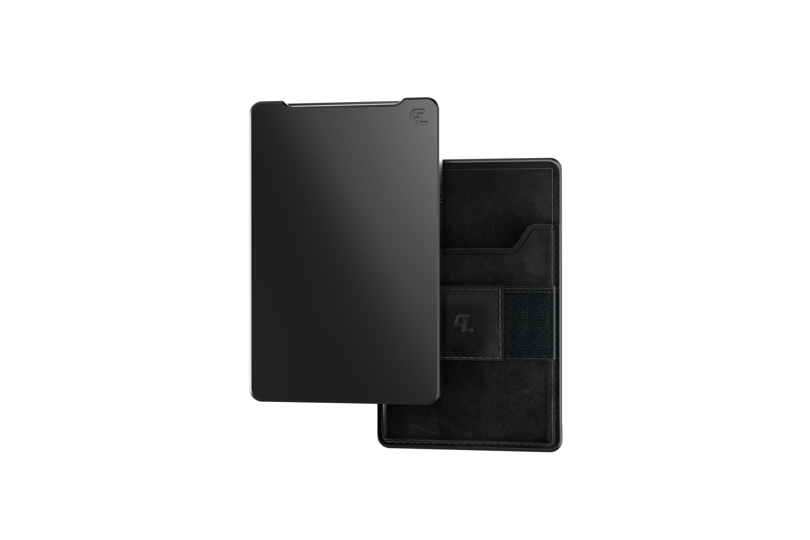 Groove Wallet Go™ - Black Leather Go on Gun Metal Wallet View 1