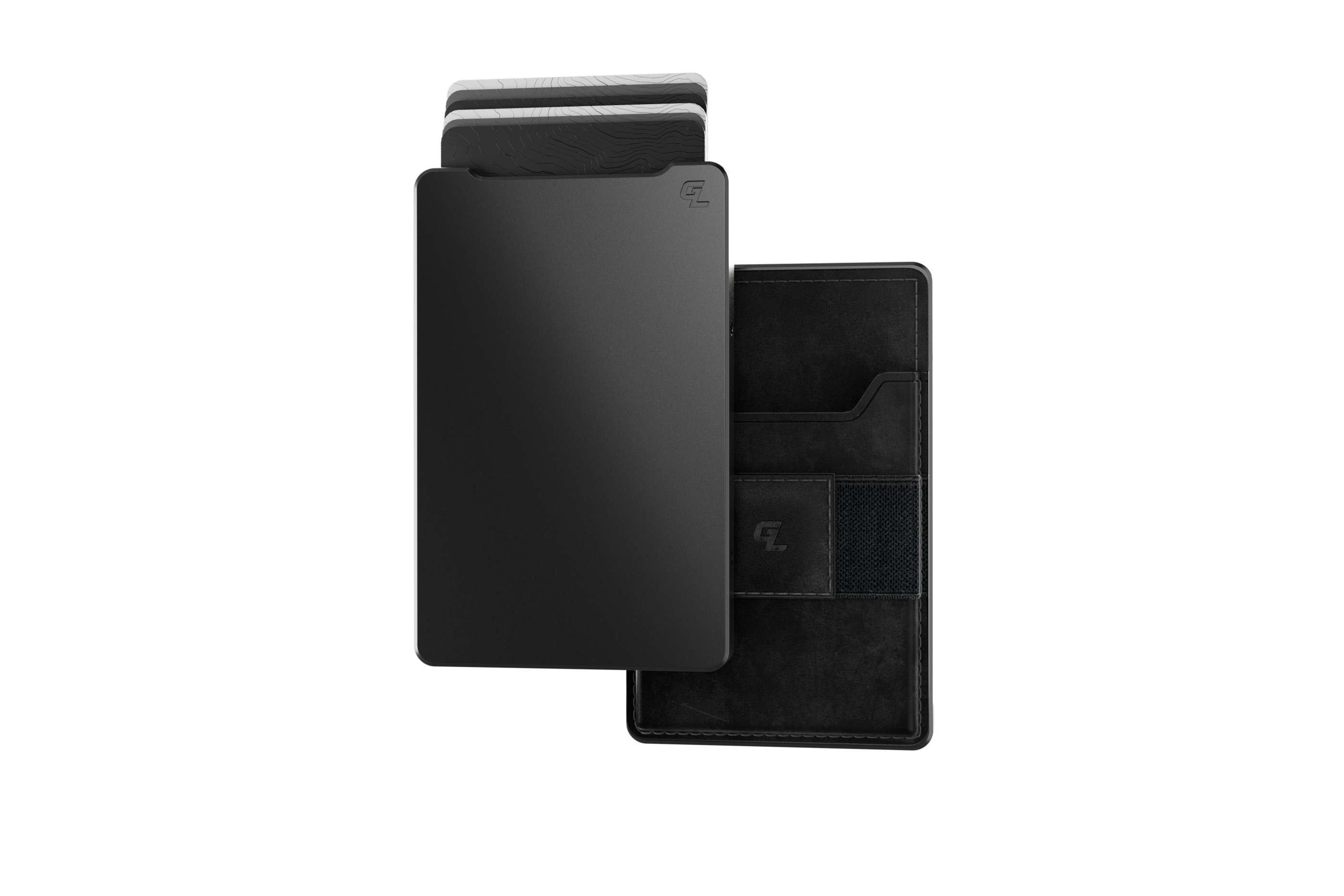 Groove Wallet Go™ - Black Leather Go on Gun Metal Wallet View 4