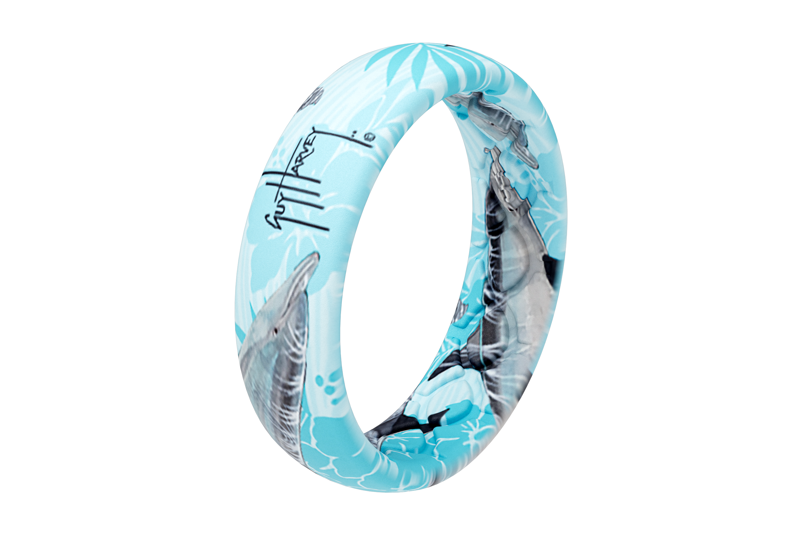 Guy Harvey thin dolphin ring view 2